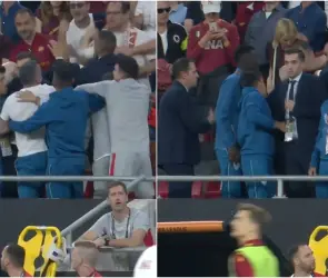 &acute;Tecatito&acute; Corona y fans de Roma protagonizan pleito durante triunfo del Sevilla en Europa League