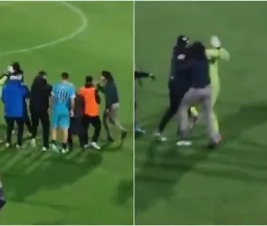 Pap&aacute; de futbolista entra a la cancha para golpear a rival que lesion&oacute; a su hijo (VIDEO)