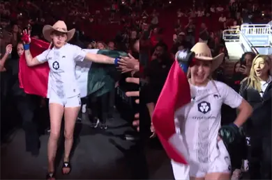 VIDEO| ¿Payaso de Rodeo en UFC? Así entró Regina Tarín VIDEO| ¿Payaso de Rodeo en UFC? Así entró Regina Tarín