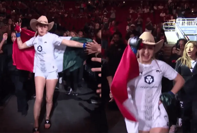 Regina Tar&iacute;n sorprendi&oacute; con una entrada muy mexicana al ritmo de "Payaso de Rodeo" antes de pelear en UFC.