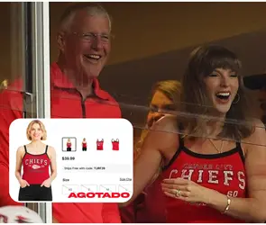 Efecto Taylor Swift: se agota la blusa que usó en el juego de los Chiefs Efecto Taylor Swift: se agota la blusa que usó en el juego de los Chiefs