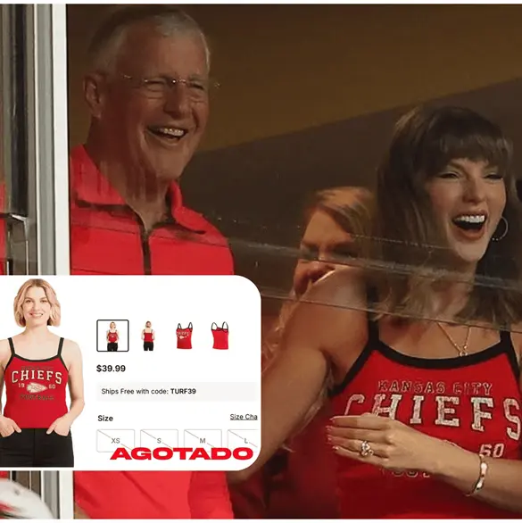 Efecto Taylor Swift: se agota la blusa que usó en el juego de los Chiefs Efecto Taylor Swift: se agota la blusa que usó en el juego de los Chiefs