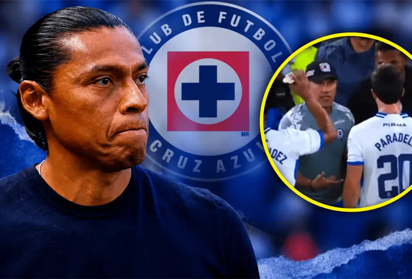 Una escena durante el partido ante Monterrey gener&oacute; cuestionamientos sobre el papel de Joel Huiqui en el banquillo de Cruz Azul.