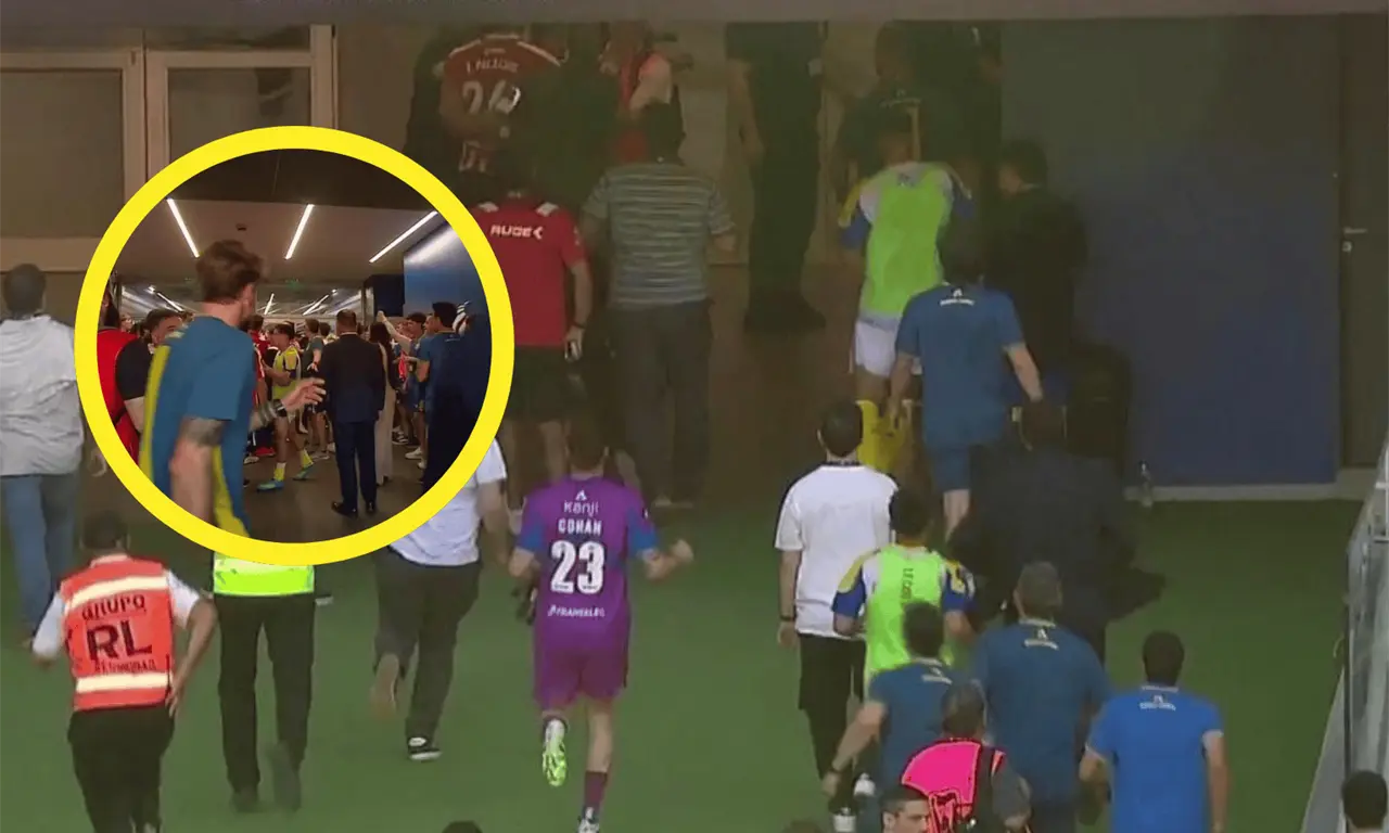  Rosario Central y Estudiantes protagonizaron una pelea que llegó hasta el túnel tras la final. 