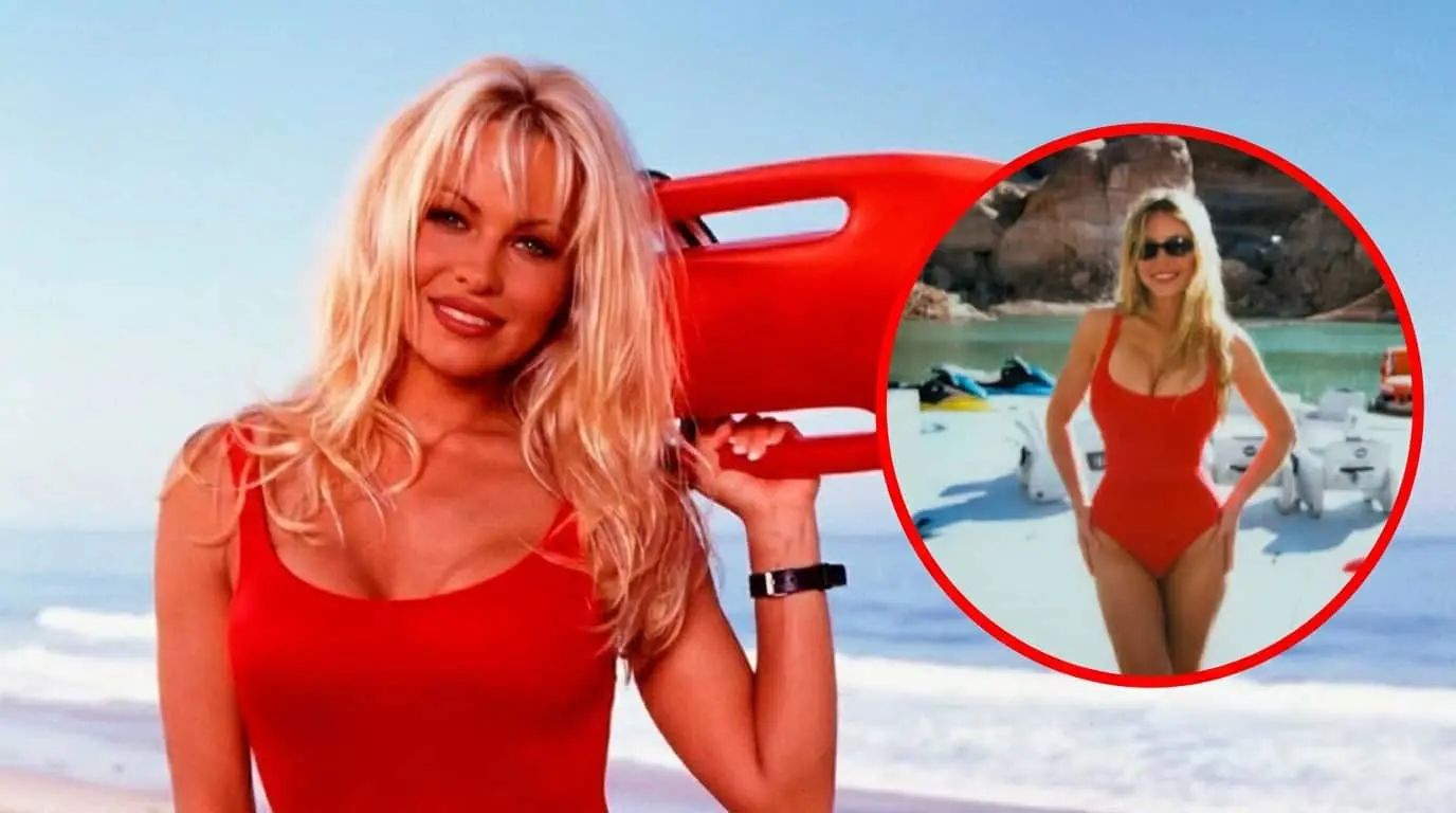  Sydney Sweeney compartió fotos con un traje de baño rojo que recuerda a Pamela Anderson en Baywatch, tras su polémica con Novig. 