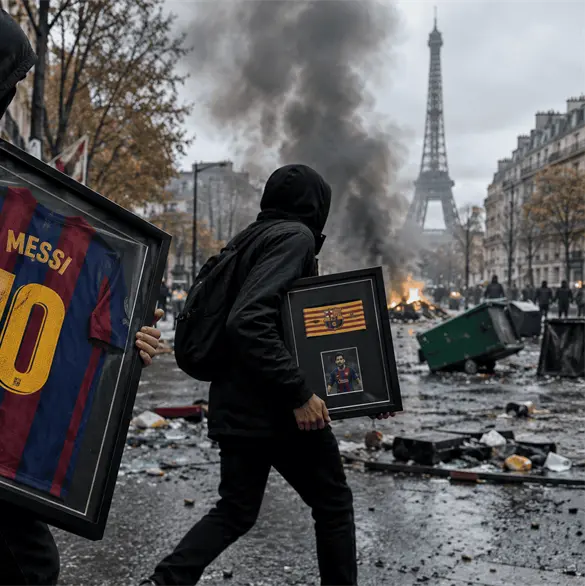 &iexcl;Incre&iacute;ble! Roban jersey y brazalete de Messi en protestas de Par&iacute;s (VIDEO)