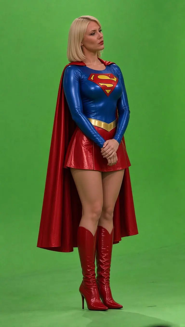 La presentadora de la Champions League aparece convertida en Supergirl, con su caracter&iacute;stico traje azul y capa roja.