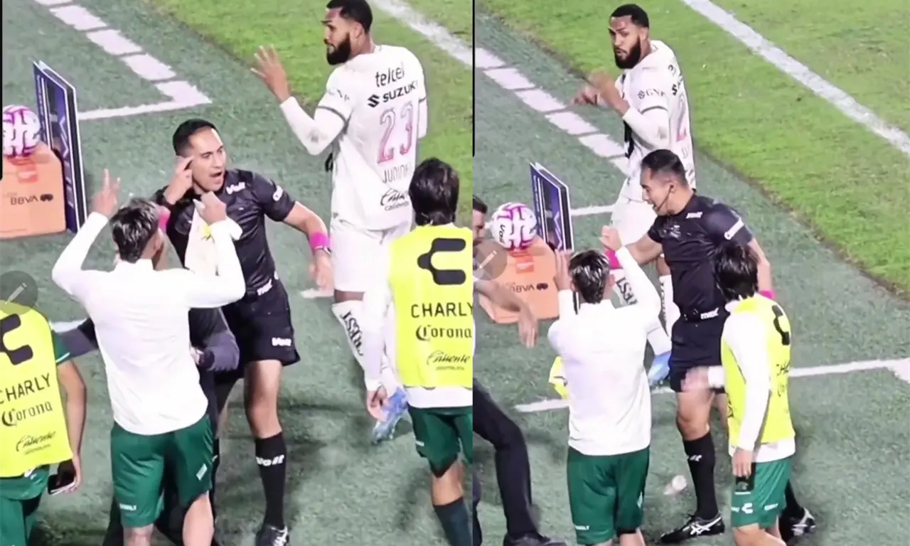  Rodrigo Barrios, preparador físico de Pumas, fue expulsado tras lanzar una botella durante el partido ante Santos Laguna. 