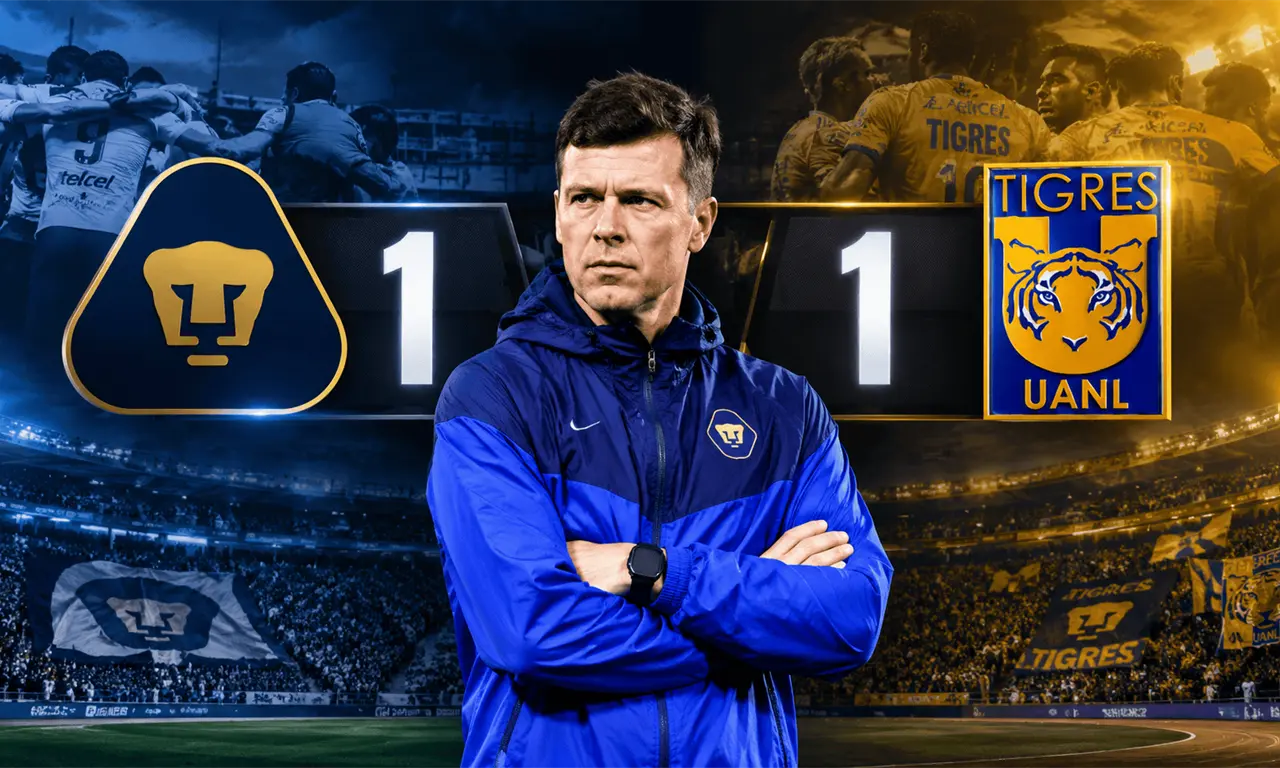  Esteban Solari reconoció el desgaste físico de Pumas después del empate ante Tigres en Ciudad Universitaria. 