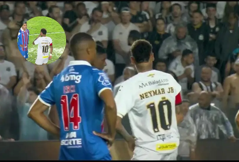Neymar recibi&oacute; la tarjeta roja durante el Santos vs. Bahia tras taparse la boca en una discusi&oacute;n con Rodrigo Nestor.